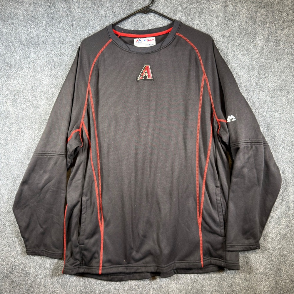 Majestic MLB Arizona Diamondbacks Pullover Mens XL Black Red Lightweight